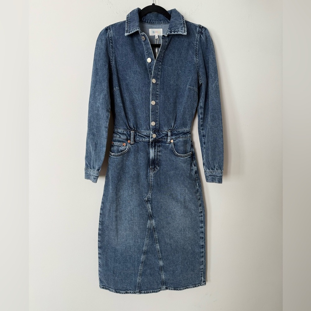 NWT Rails Beverly 100% Cotton Button Front Denim Long Sleeve Dress in West Coast - Picture 7 of 16